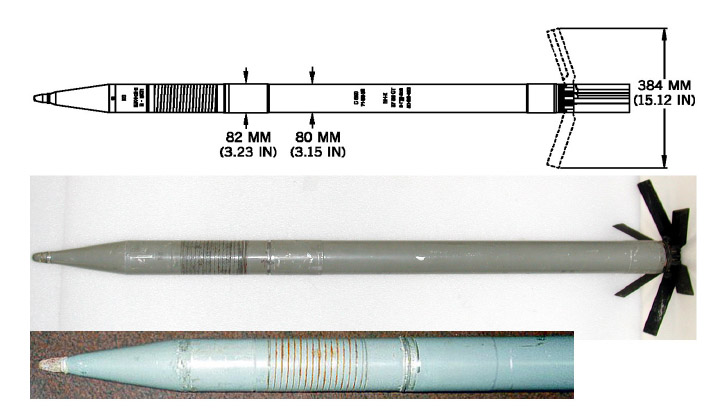S-8  radziecki niekierowany pocisk typu powietrze-ziemia kal. 80 mm - S-8_KOM_80_mm_rocket.jpg