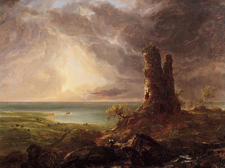 FANTASY -   KRAJOBRAZY - Cole_Thomas_Romantic_Landscape_with_Ruined_Tower_1832-36.jpg
